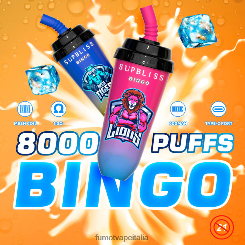 Fumot Discount Code | Fumot Supbliss Bingo Dispositivo pod vape usa e getta da 16 ml 8000 (1 pezzo) mango alla pesca 8ZZ6L2404