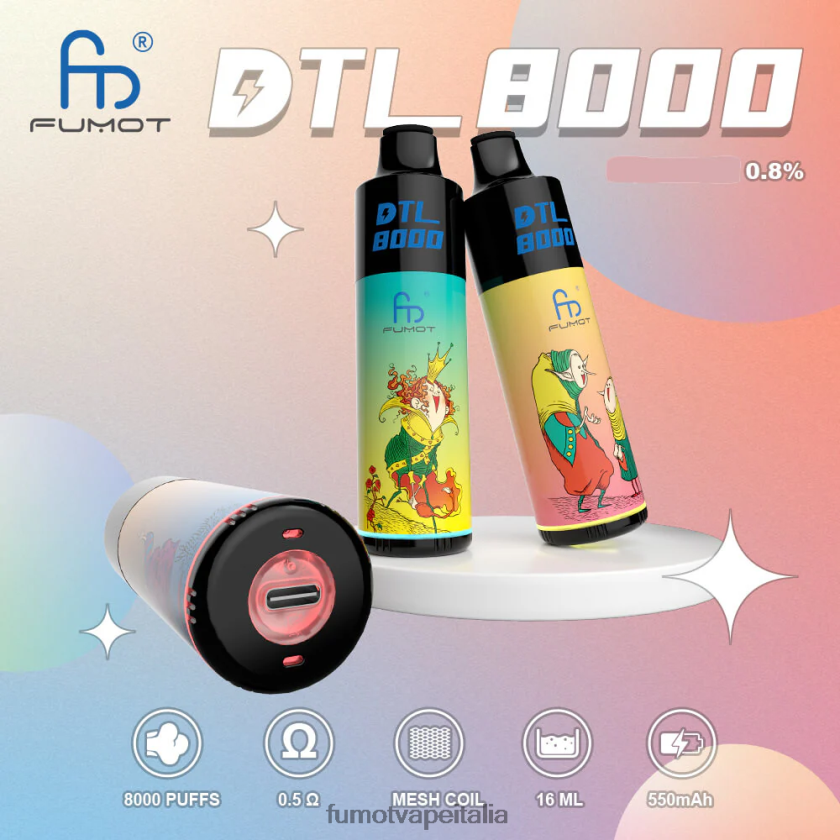 Fumot Vape Online Shop | Fumot DTL Penna vaporizzatore usa e getta 8000 - 16 ml (1 pezzo) limone lampone blu 8ZZ6L2415