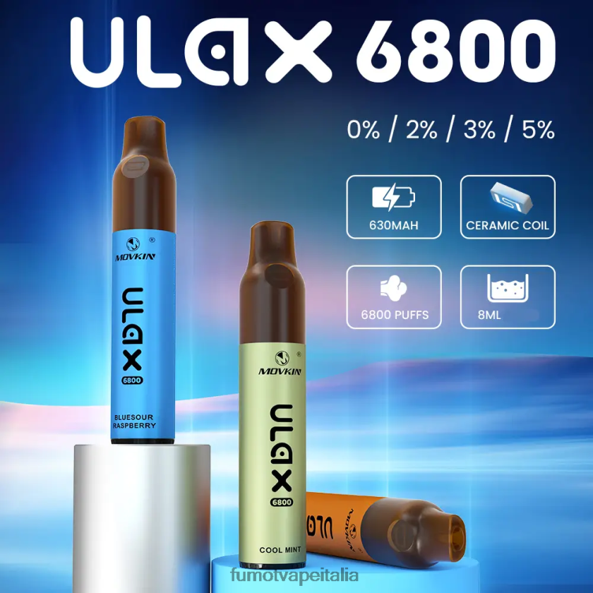 Fumot Shop | Fumot Movkin Ulax Vaporizzatore monouso 6800, bobina in ceramica - 8 ml (1 pezzo) gomma da masticare al mirtillo 8ZZ6L2318