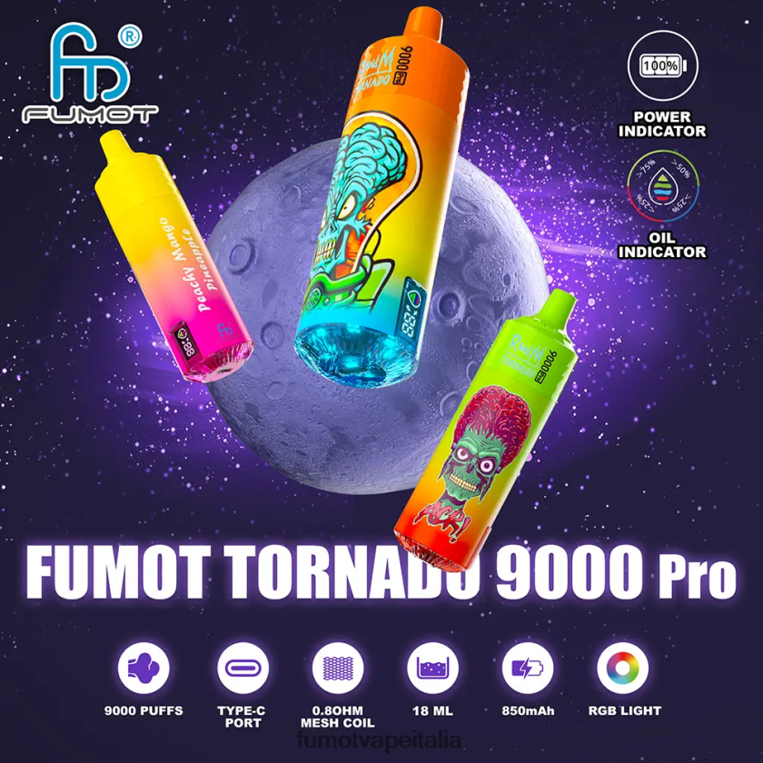 Fumot Discount Code | Fumot Tornado 1 pezzo di vaporizzatore monouso 9000 pro da 18 ml limonata alla fragola 8ZZ6L2234