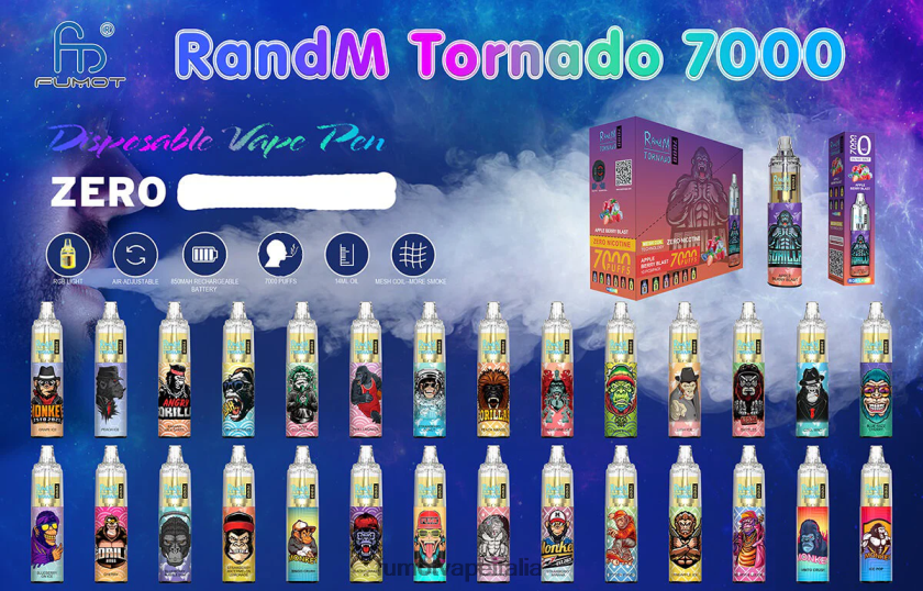 Fumot Discount Code | Fumot Tornado Penna vaporizzatore usa e getta 7000 0% - 14 ml (1 pezzo) limone mela rossa 8ZZ6L2534