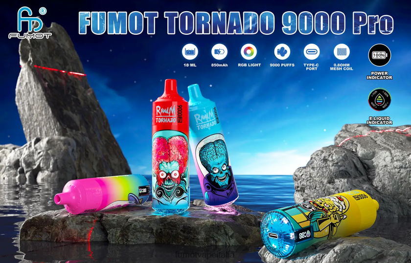 Fumot Vape Online Shop | Fumot Tornado 1 pezzo di vaporizzatore monouso 9000 pro da 18 ml limonata rosa 8ZZ6L2225