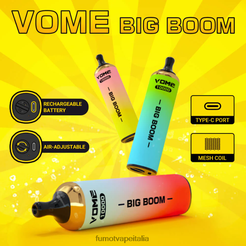 Fumot Tech | Fumot Vome Big Boom penna vaporizzatore usa e getta 10000 - 20 ml (1 pezzo) gelato alla fragola e anguria 8ZZ6L2446