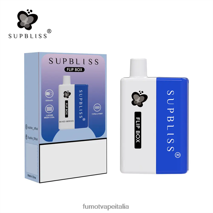 Fumot Vape Italia | Fumot Supbliss Flip kit vaporizzatore sostituibile box 6000 - 10ml (1 pezzo) lampone mirtillo 8ZZ6L2332