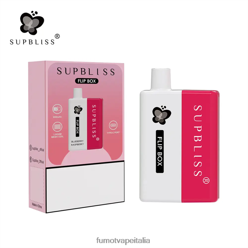 Fumot Vape Italia | Fumot Supbliss Flip kit vaporizzatore sostituibile box 6000 - 10ml (1 pezzo) lampone mirtillo 8ZZ6L2332