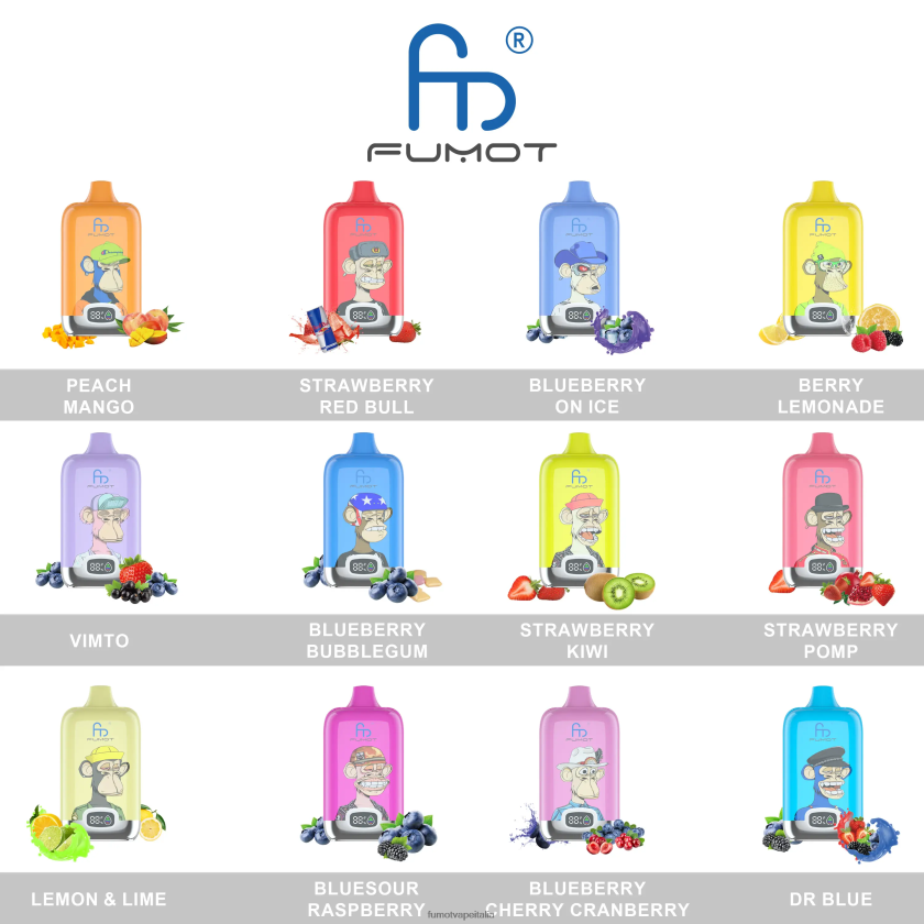 Fumot Tech | Fumot Digital Box Pod vaporizzatore usa e getta 12000 - 20 ml (1 pezzo) limonata blu razz 8ZZ6L2116