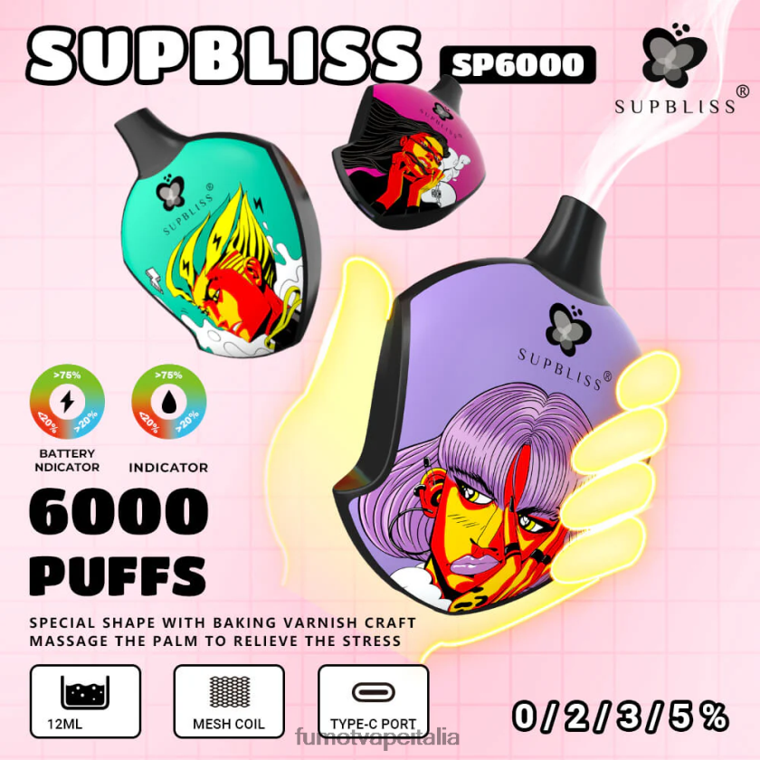 Fumot Price | Fumot Supbliss Pod vaporizzatore monouso sp6000 - 12 ml (1 pezzo) caramelle arcobaleno 8ZZ6L2460