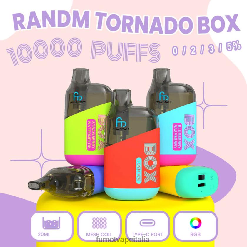 Fumot Price | Fumot Tornado Scatola da 10000 capsule vape usa e getta - 20 ml (1 pezzo) ghiaccio alla fragola 8ZZ6L2360