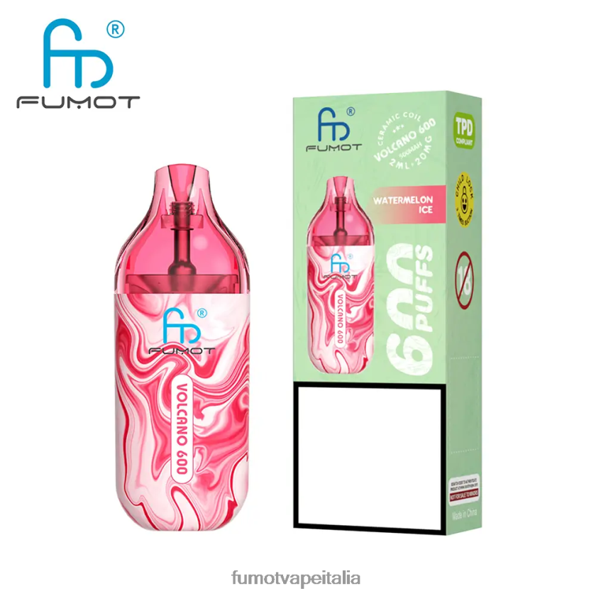 Fumot Price | Fumot Volcano Vaporizzatore monouso conforme a 600 tpd - 2 ml (set da 3 pezzi) anguria alla fragola 8ZZ6L2300