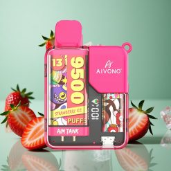Fragola Ghiaccio Aivono AIM-TANK 9500 Puffs Capacità E-Liquid 18ml wholesale Italia LCD Display